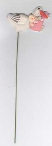 Stoff Stecker Storch rosa